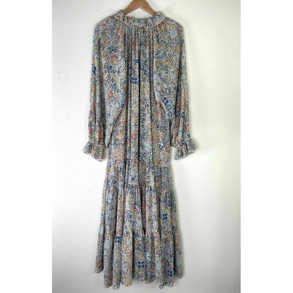 Free People Feeling Groovy Floral Long Sleeved Maxi Dress Sheer No Slip Large - Picture 4 of 10